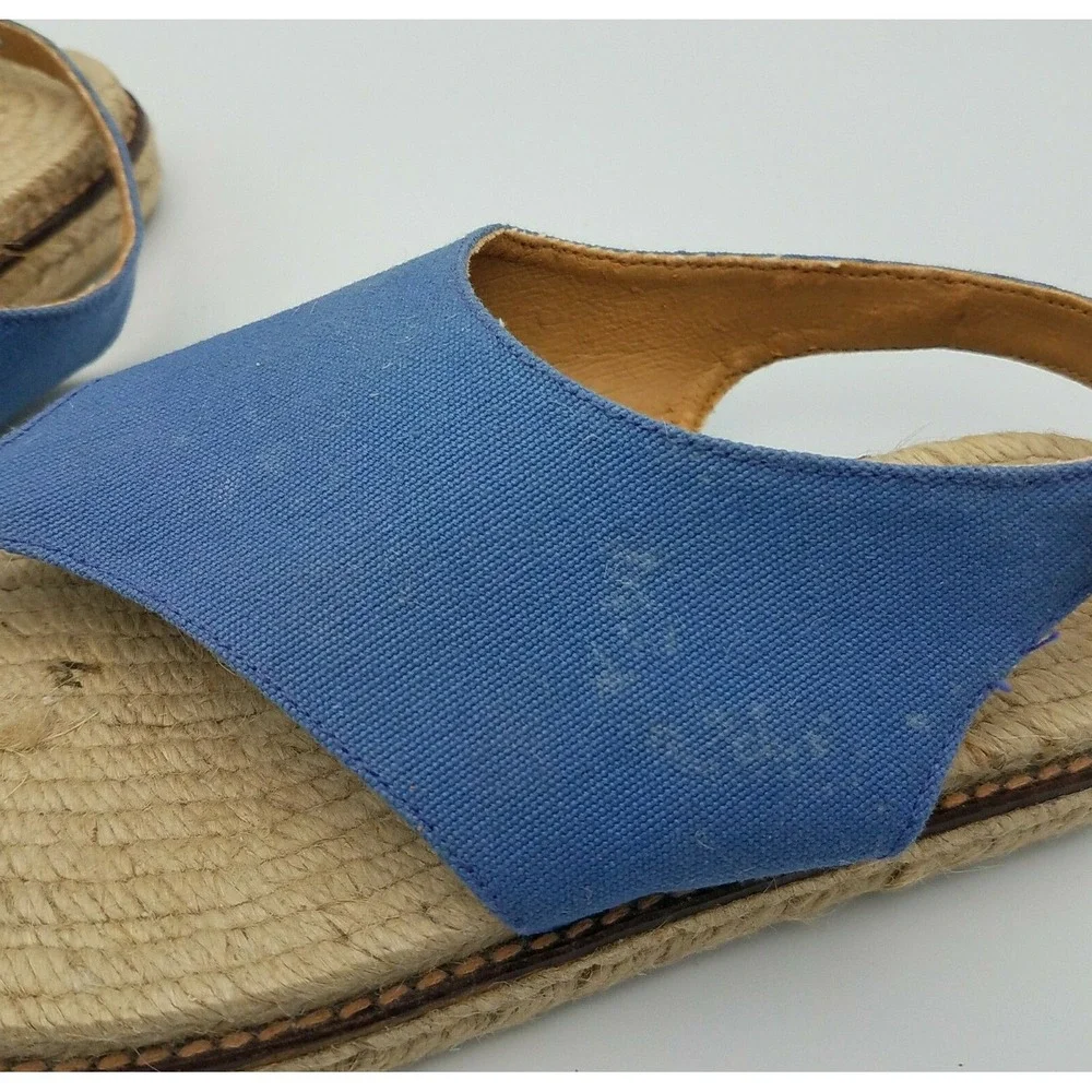 Castaner Denim Platform Sandals Espadrilles Thong Blue Womens Slingback 6.5 / 37